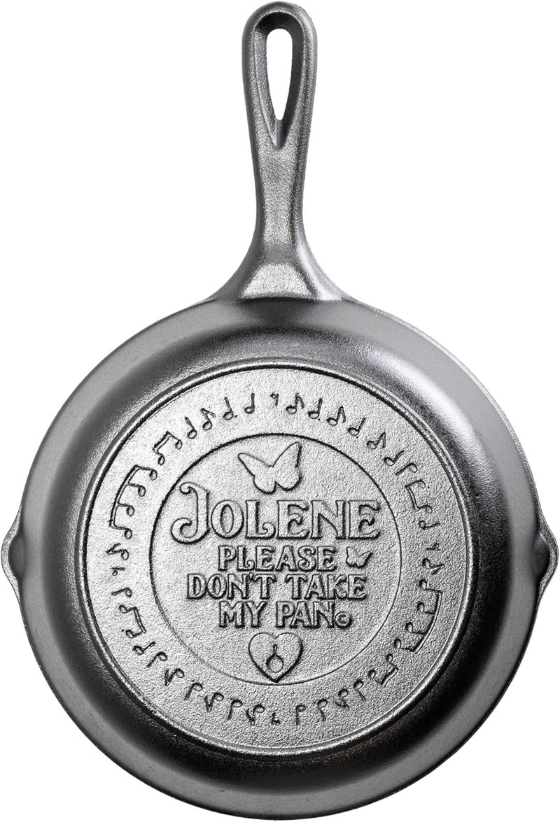 Lodge 8 Inch Dolly Parton Pre-Seasoned Cast Iron Stamped Skillet - Signature Teardrop Handle - Use in the Oven, on the Stove, on the Grill, or Over a Campfire - Jolene - Image 1